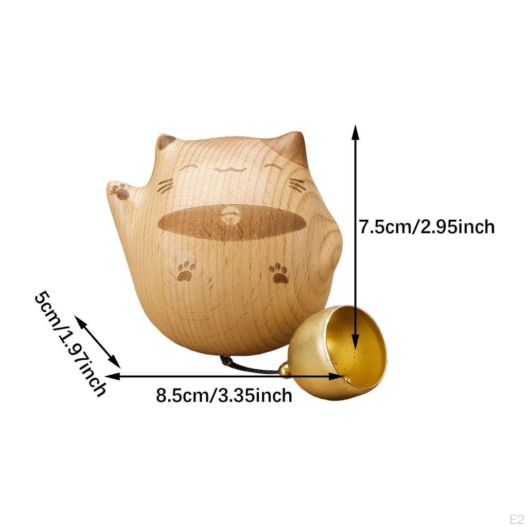 Sonerie de ușă din lemn Ornament de desene animate pentru deschiderea ușii Pisică norocoasă Sunet delicat încântător Cadou Intrare