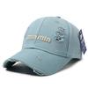 New Style Distressed Washed Baseball Cap With Three-Dimensional Embroidery, A Slim Visor Hat That Makes Your Face Look Smaller.
