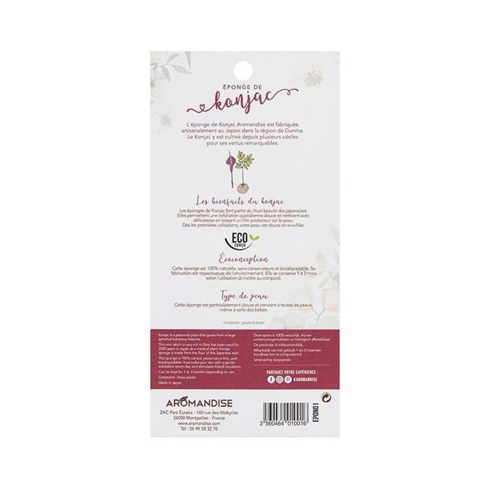 Duo d'éponges Konjac - AROMANDISE - Nature et Charbon Bincho - Multicolore - Exfoliation douce - Dégradable