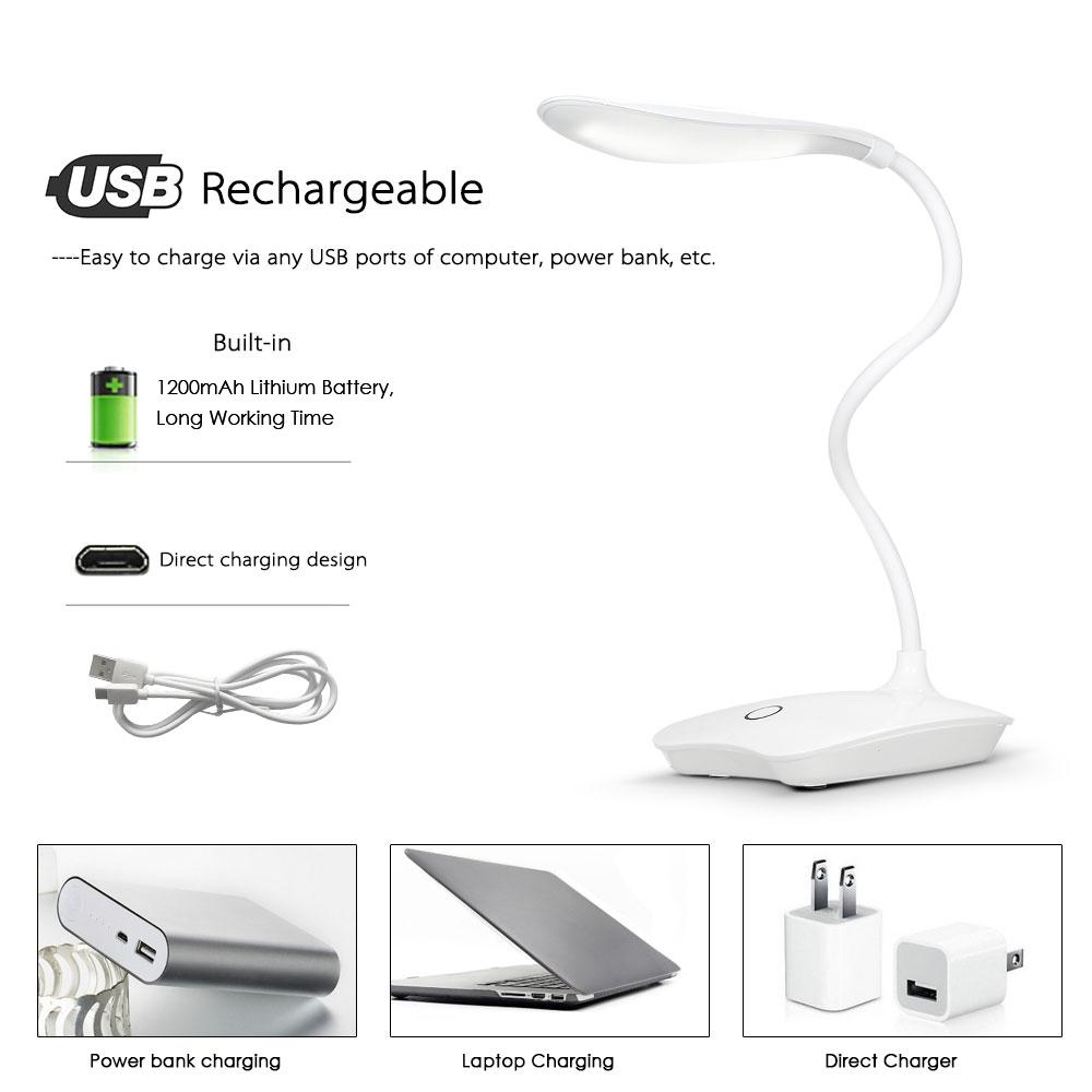 Decdeal Dimmbare LED Touch Control Schreibtisch Licht Lampe USB Für Arbeiten Camping