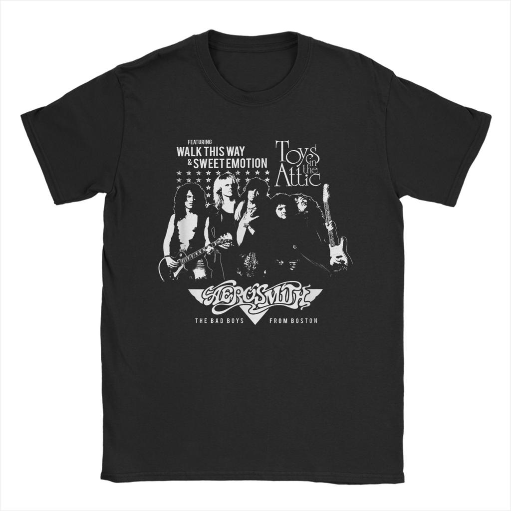 Aerosmith - Rock n Roll Band T Shirts Men Cotton Casual T-Shirts Round Collar Tees Short Sleeve Clothes Plus Size
