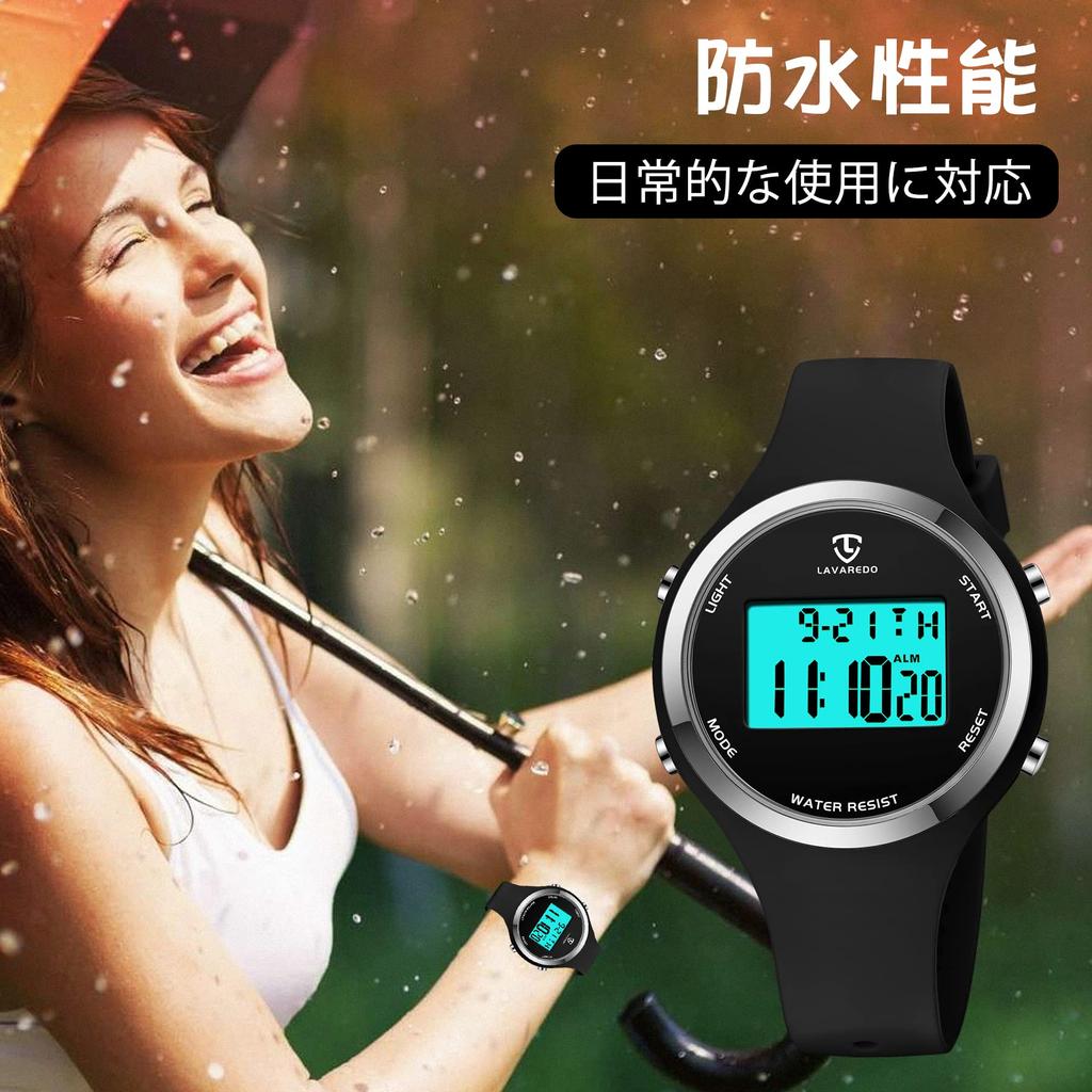 Digital Wristwatch for Women, Slim Design, Unisex, Stylish, Waterproof, Black, Simple, Sporty Watch with Multifunctional Features: Alarm/Date/Day/Stop