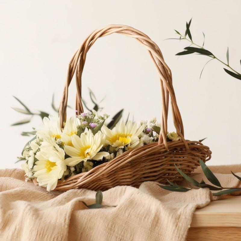 Modische Handgefertigte Weidenkörbe Tragbare Gesteckbehälter für Blumen Gartendekoration und Brautaccessoire