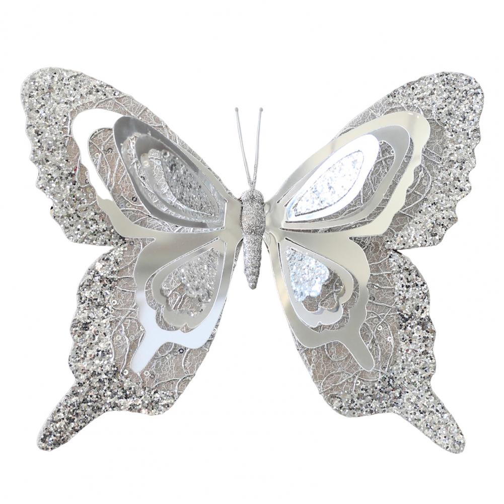 Christmas Tree Butterfly Ornaments 3D Glitter Hollow Butterflies Decoration Xmas Tree Wreath Wall Hanging Decor