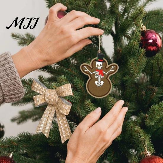 Alternative Christmas Tree Decor 12/24/36Pcs Ornaments, Skeleton Gingerbread Decorations, Gothic Skull Wooden Holiday Pendants Wooded Hanging
