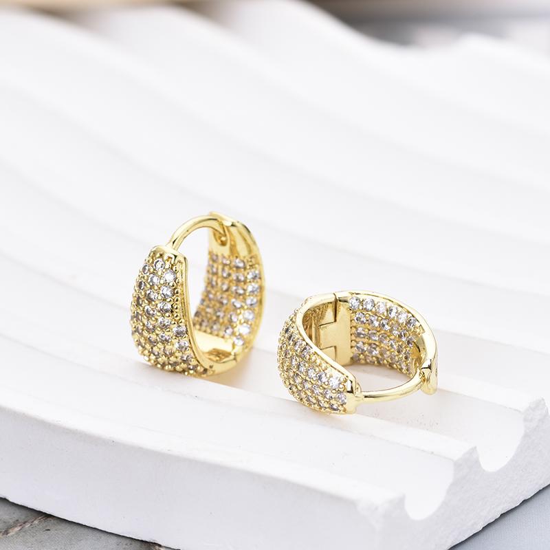 Fashion Zirconia U Shape Huggie Hoop Earrings For Women Geometric Ear Buckle Bridal Wedding Engagement Earrings Daily Jewelry
