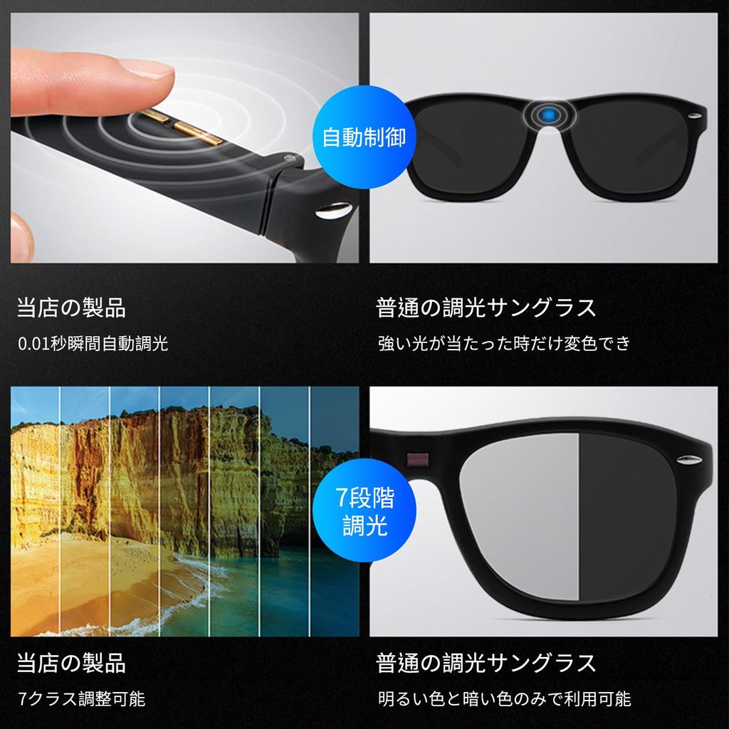 [FEISEDY] Sunglasses for Men, 7-Step Photochromic Lenses, Polarized, Unisex, Stylish, Lightweight, Popular, UV400, for Driving, Fishing, etc. B1103
