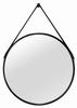 Round Hanging Mirror with Strap Loft Style 50 Cm Black Bd Art