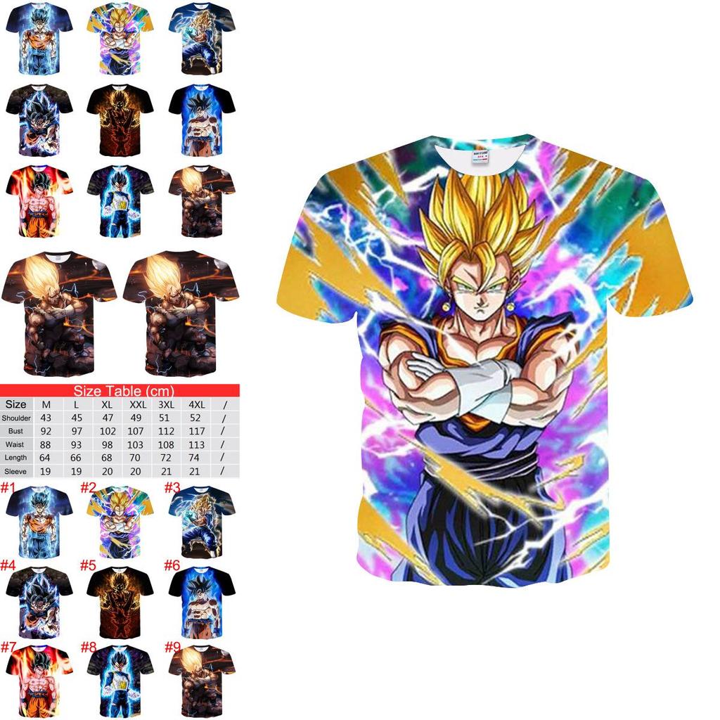 Vibrant Summer Tee Dragon Ball Z Goku Super Saiyan 3d Print Casual T-shirt Men Women Top