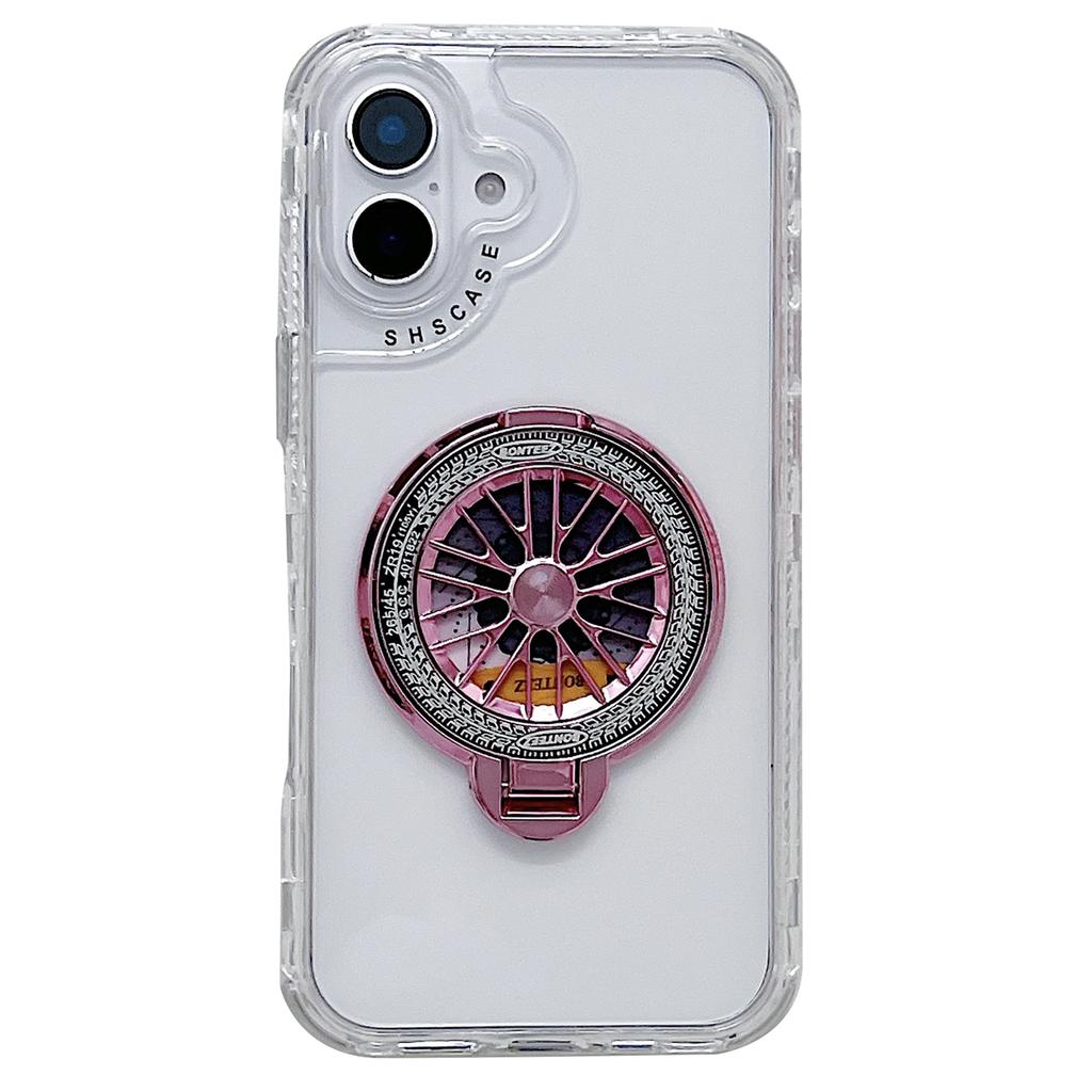 For iPhone 16 Plus Clear Case Compatible with MagSafe Gyro Design PC+TPU Phone Cover with Kickstand