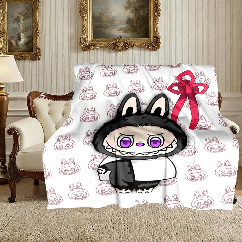 1 Stück Pflegeleichte LABUBU Decke, Perfekt für Sofa, Bett, Zuhause, Reisen & Mehr, Warme & Langlebige Bedruckte Decke