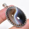 Banded Agate Gemstone Handmade 925 Sterling Silver Jewelry Pendant 1.97" KJ-93