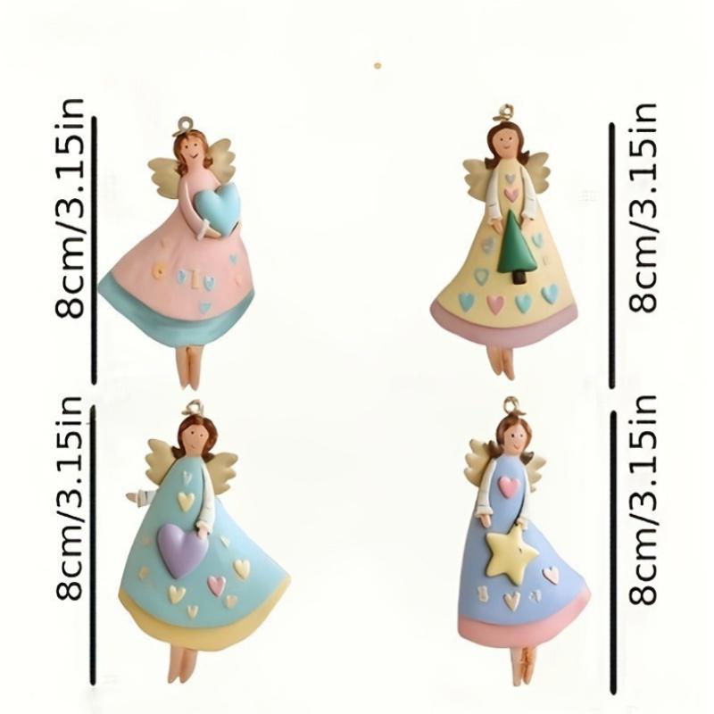 

4PCS/Set Vintage Angel Hanging Decor Fantasy Wooden Xmas Tree Hanging Ornament Decor Christmas Decor Outdoor Gadgets різнокольоровий