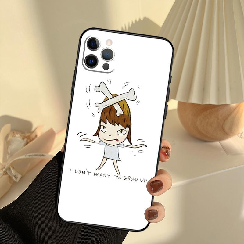 Japan Yoshimoto Nara Cartoon Girl Case For iPhone 11 12 13 14 15 16 Pro Max Cover For iPhone 13 12 Mini XR X XS Plus