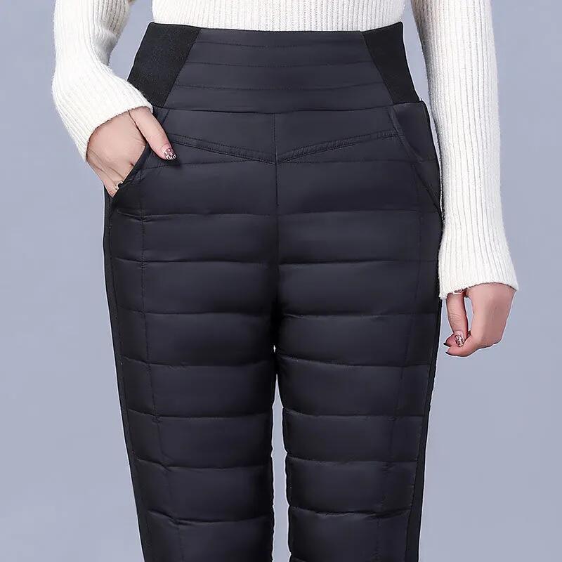 Down Cotton Trousers for Women High-waisted Slim Korean Thickened Winter Warm Cotton Pant
