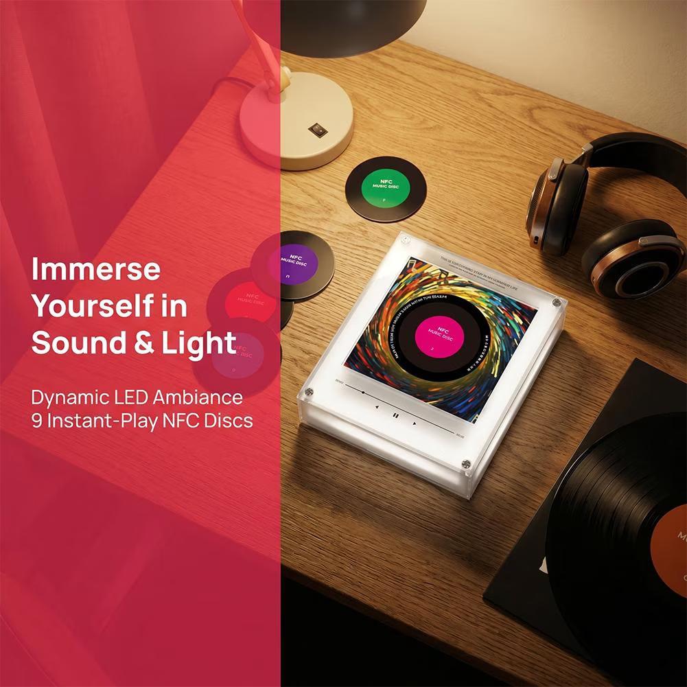 Rotating Disc Night Light with NFC- Music Player, Magnetic Fridge, Acrylic Decorative Ornament