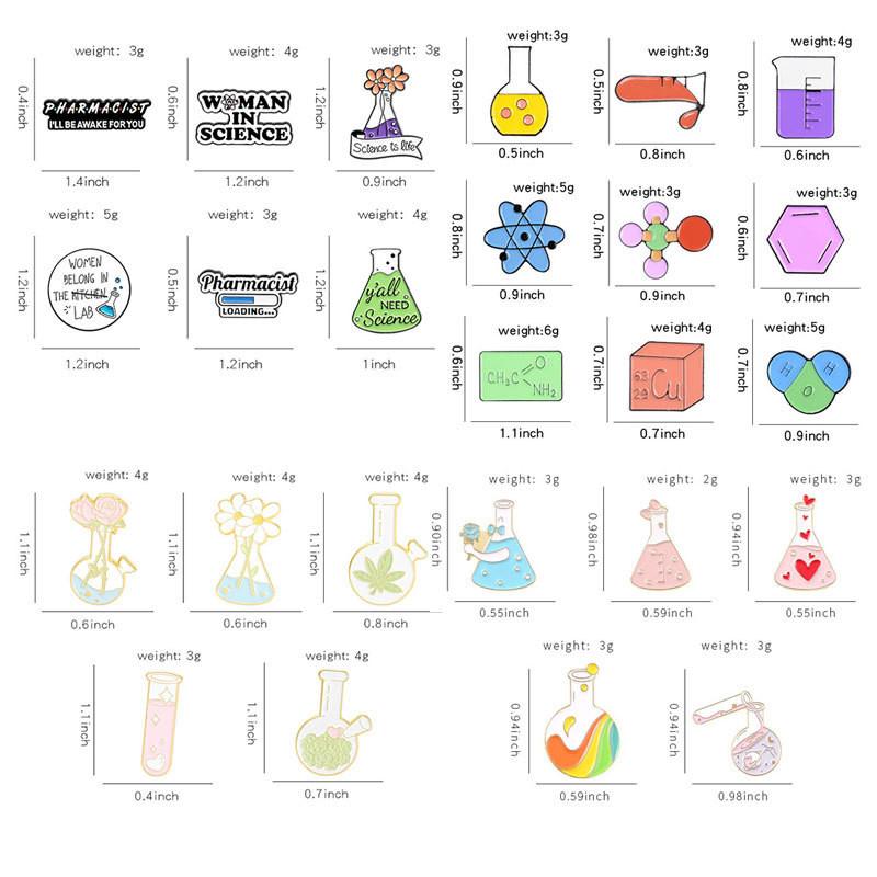 Creative Chemistry Reagent Beaker And Test Tube Brooch Pin Set For Science Lovers And Students