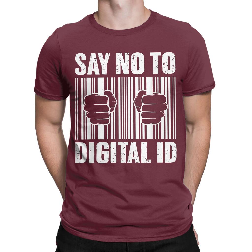 Say No To Digital Id British Men's T Shirts BritCard Protest Privacy Funny Tees Short Sleeve T-Shirt 100% Cotton Adult Clothing