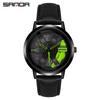 Regarder SANDA Mens Watch Rim Hub Watch Wheel Wristwatch Clock Sport Car Creative 360° Spinning Men Wrist Watch Reloj de hombre