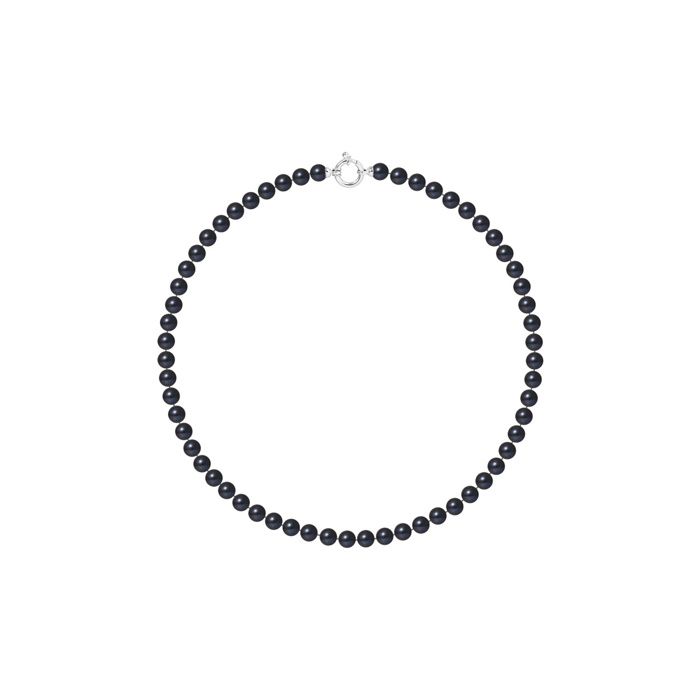Collier - Pearls & Colors - Perle de Culture d'Eau Douce AAA+ - Noire - 42 cm - Argent Massif