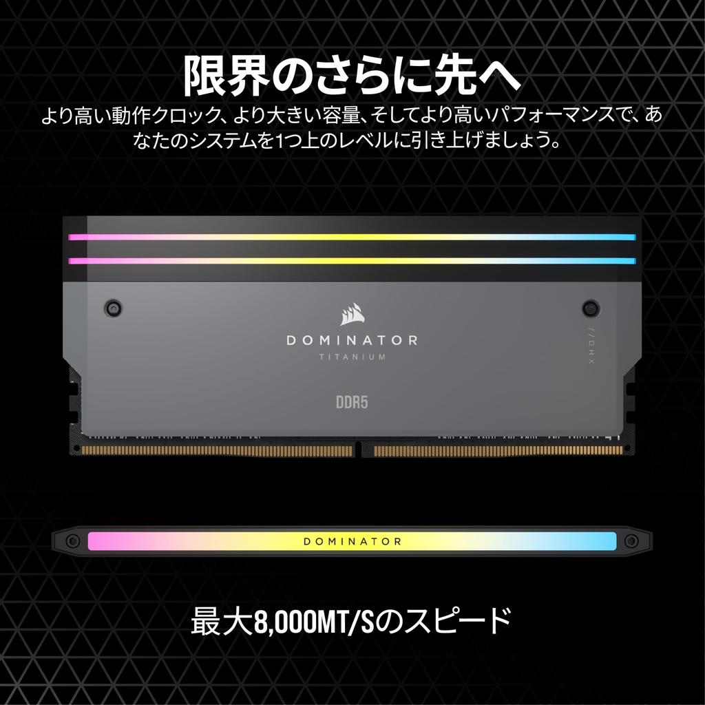 CORSAIR Desktop PC Memory DOMINATOR TITANIUM DDR5 Series AMD EXPO Memory 64GB Gray x CL30 CMP64GX5M2B6000Z30 DDR5-6000MHz (PC5-48000) Kit, (2 32GB)