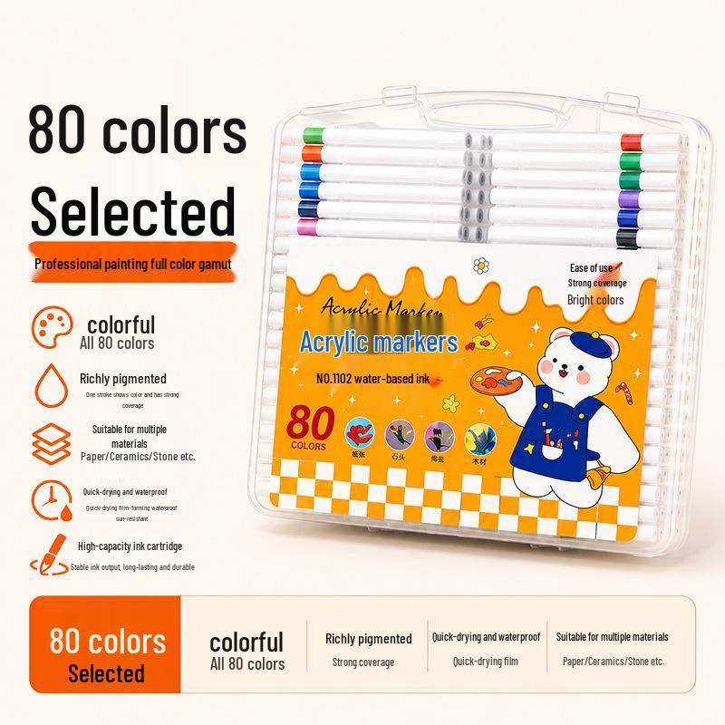 Washable Soft Tip Acrylic Marker Pen - Non-Bleeding, Stackable, Ideal for Students and Graffiti Art