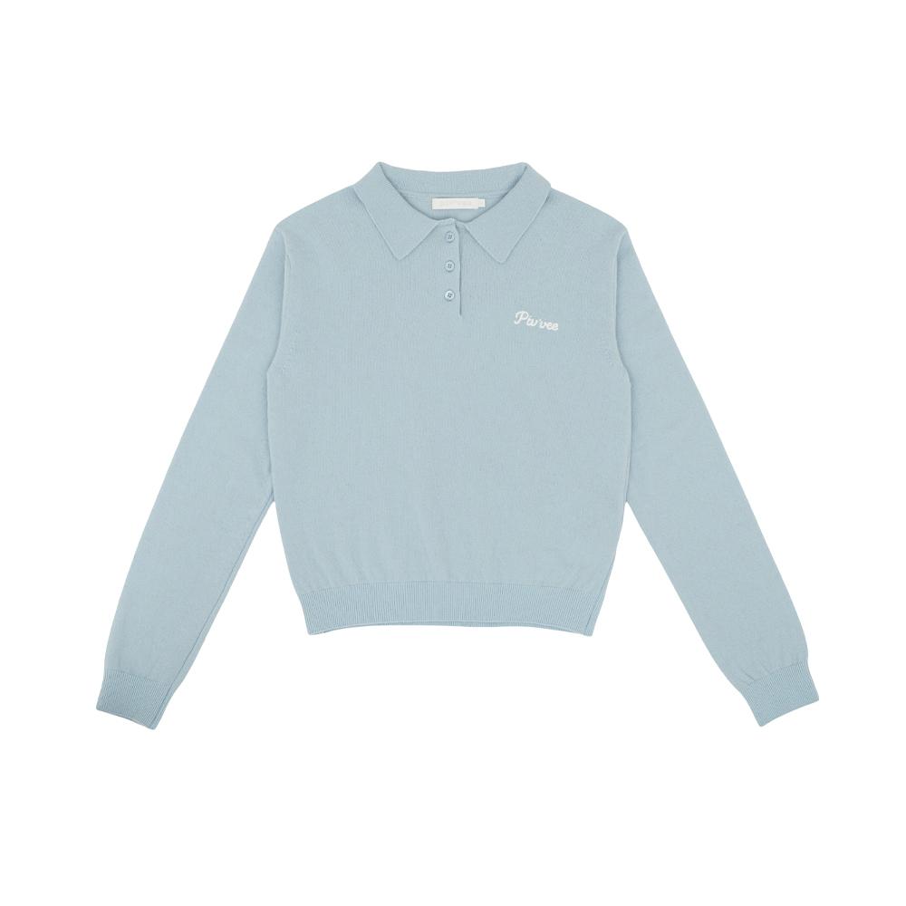 PIV’VEE Giant Smiley Knit Pk Shirt (Ice Blue)