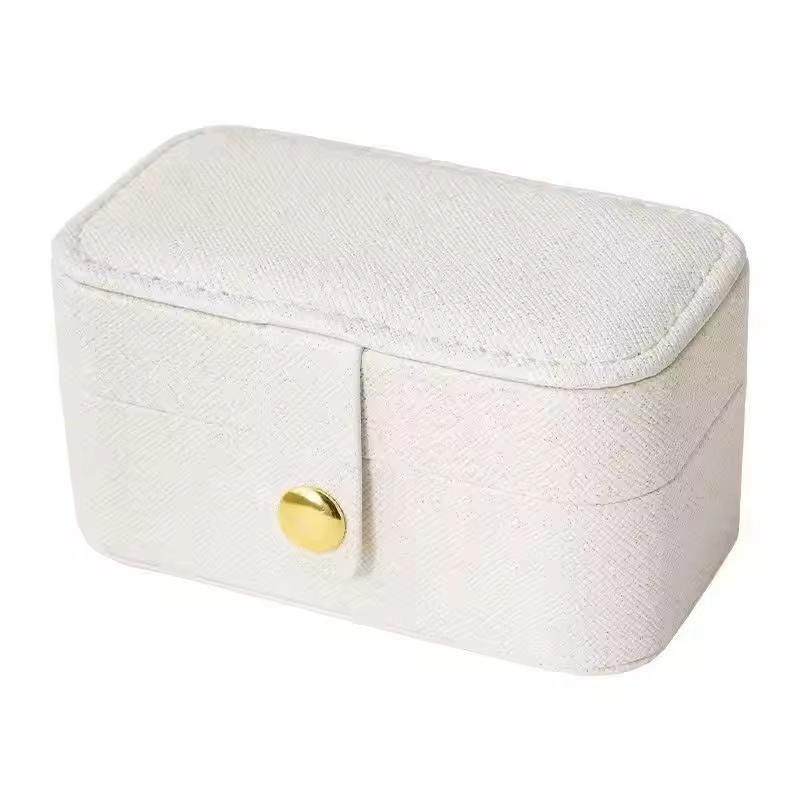 Portable Mini Jewelry Box Small Travel Storage Case for Rings Necklaces Earrings Lipstick with Removable Ring Slot PU Leather