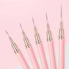 5Pcs Pink Nail Art Brushes Superfine Brush French Manicure Stripe Nail Art Painting Brush Set, UV Gel Nail Liner Brushes Kit And Drawing Liner Brush