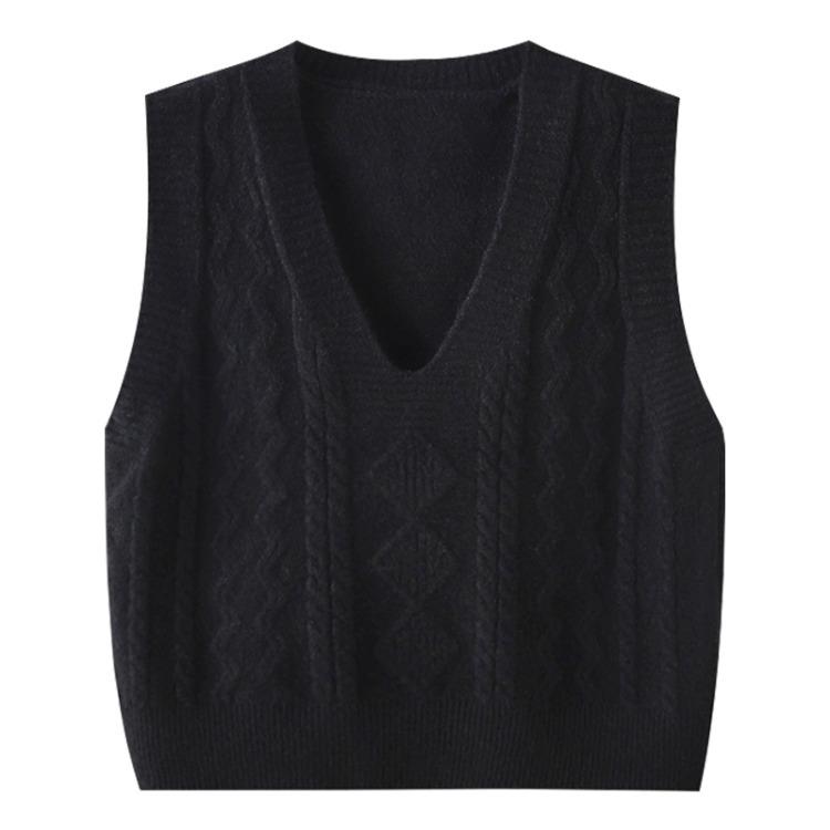 2024 Autumn/Winter College Style V-Neck Knitted Pullover Vest for Women