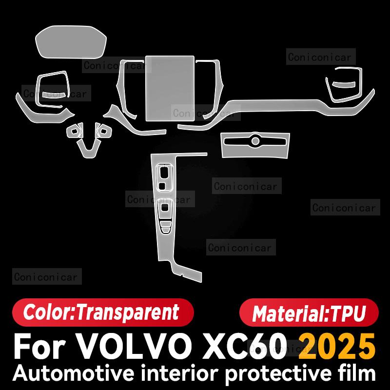 For VOLVO XC60 2025 Car Interior Center Console trument Dashboard Protective Film Anti-scratch Sticker Accessories