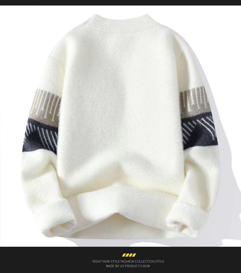 Men's Imitation Mink Sweater - Long Sleeve Knit for Teens