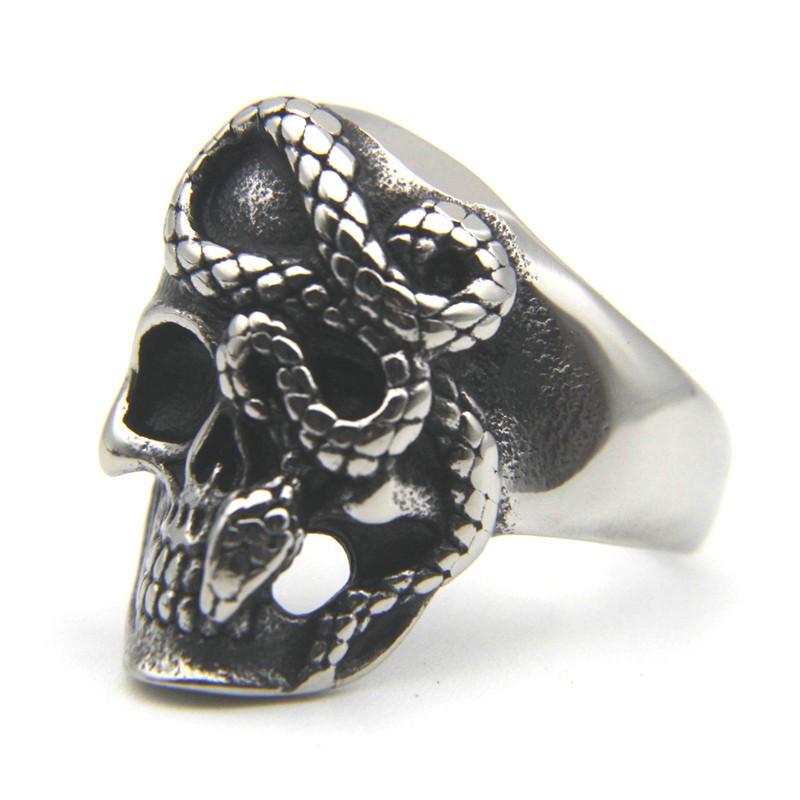 

Anchor Solid Ring 316L Stainless Steel Jewelry Punk Biker Evil Skeleton Snake Ring Size 7-13 7