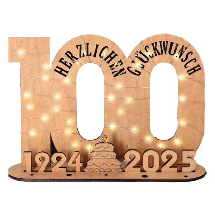 Elegant Wooden Number Figurine with LED Light String Stand for Birthday and Wedding Wood Sign Guest Book DIY Art Crafts