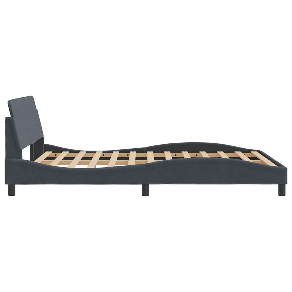 Bed Frame Dover Dark Grey 140 x 200 cm Velvet