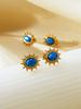 1 Pair Vintage French Natural Stone Blue Zircon Stainless Steel 18k Gold Plated Women's Stud Earrings for Women's Daily Wear