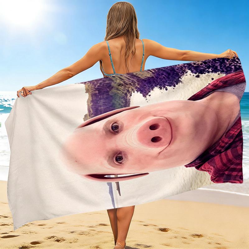 1Pc Pig Nose Selfie Adventure Beach Towel, Quick Dry, Multi-Use for Beach Pool Gym Yoga Home Travel, Christmas, Halloween, Xmas Gift M928747