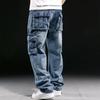 Men's  Large Leg Wide Leg Jeans Straight Loose Trousers Straight Plus Size Jeans