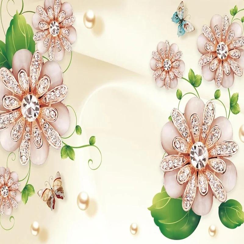 Simple Photo Wallpaper 3d Rose Diamond Mural European Style Fresco Living Room Bedroom Tv Sofa Background Wall Murals