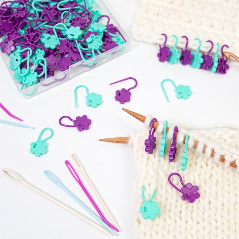 1 Set Knitting Markers Stitching Markers with Yarn Needle Knitting Tool Large Eye Sewing Needle Knitting Needle