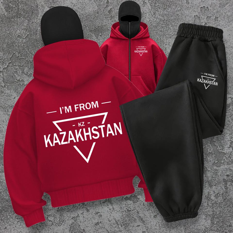 Hooded Zipper Sweatshirt and Pants Set - Double Hooded Hoodie Zipper Triangle Printed Zipper Hoodie Casual Cool Coat for Men and Women