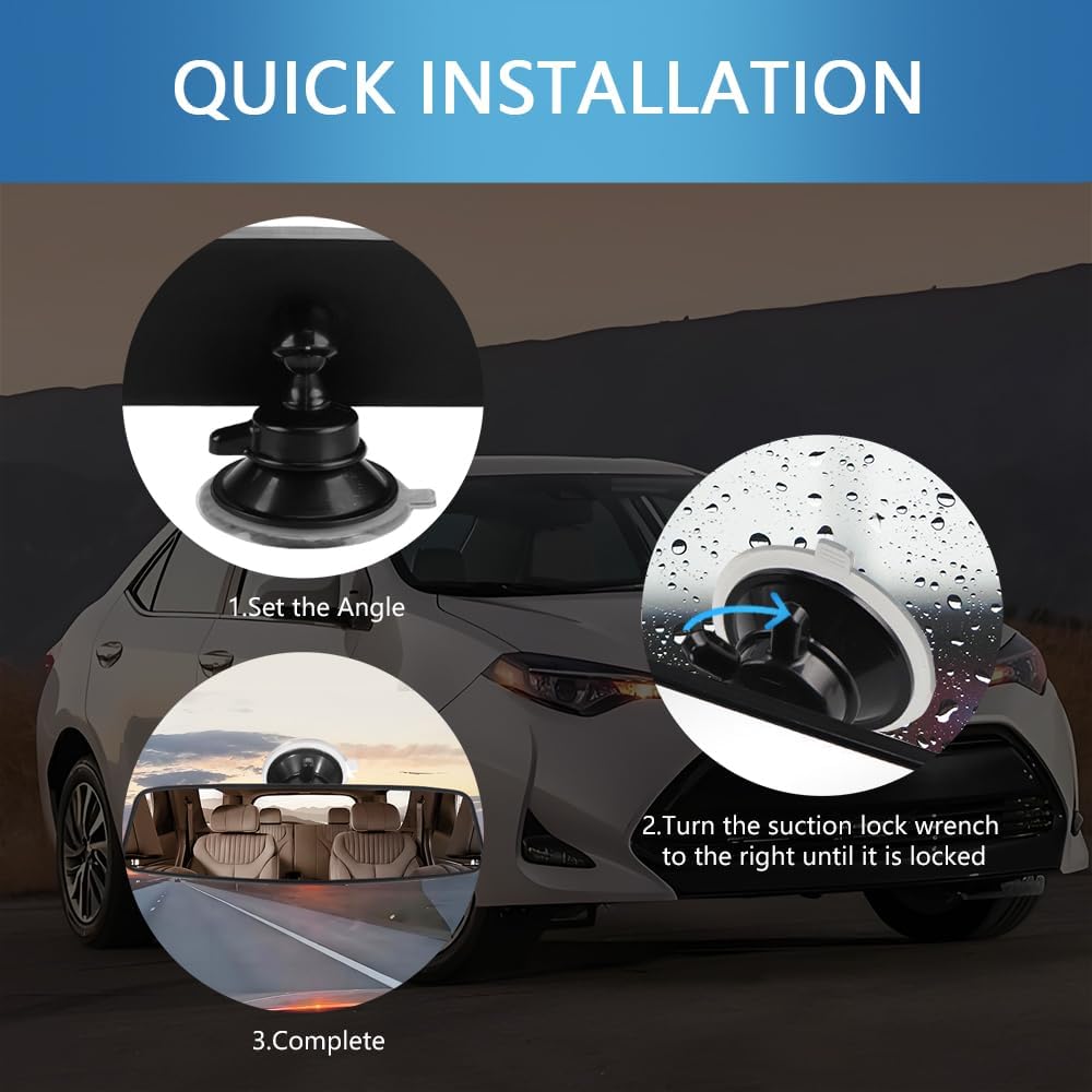 Car Rear View Mirror,HD 360° Rotatable Car Rearview Mirror for Observing Vehicles and Children,Suction Cup Universal Replacement Rear View Mirror