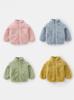 Unisex Kids' Velvet Jacket - Solid Color Long Sleeve for Spring & Autumn