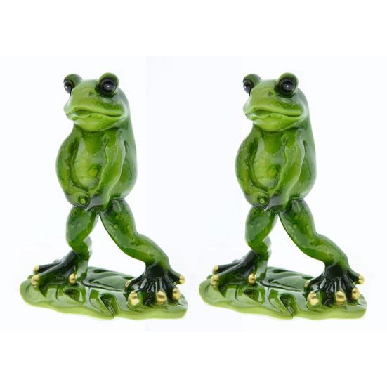 2 stk Tissende Frosk Ornament Hagedekor Resin Stående Frosk Figur Værbestandig Froskestatue for Plantepotte Dam Akvarium