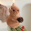 Christmas Squirrel Ornament Foam Plush Squirrel Figurine with Pinecones Branches Furry Forest Animal Hanging Decoration for Xmas Tree