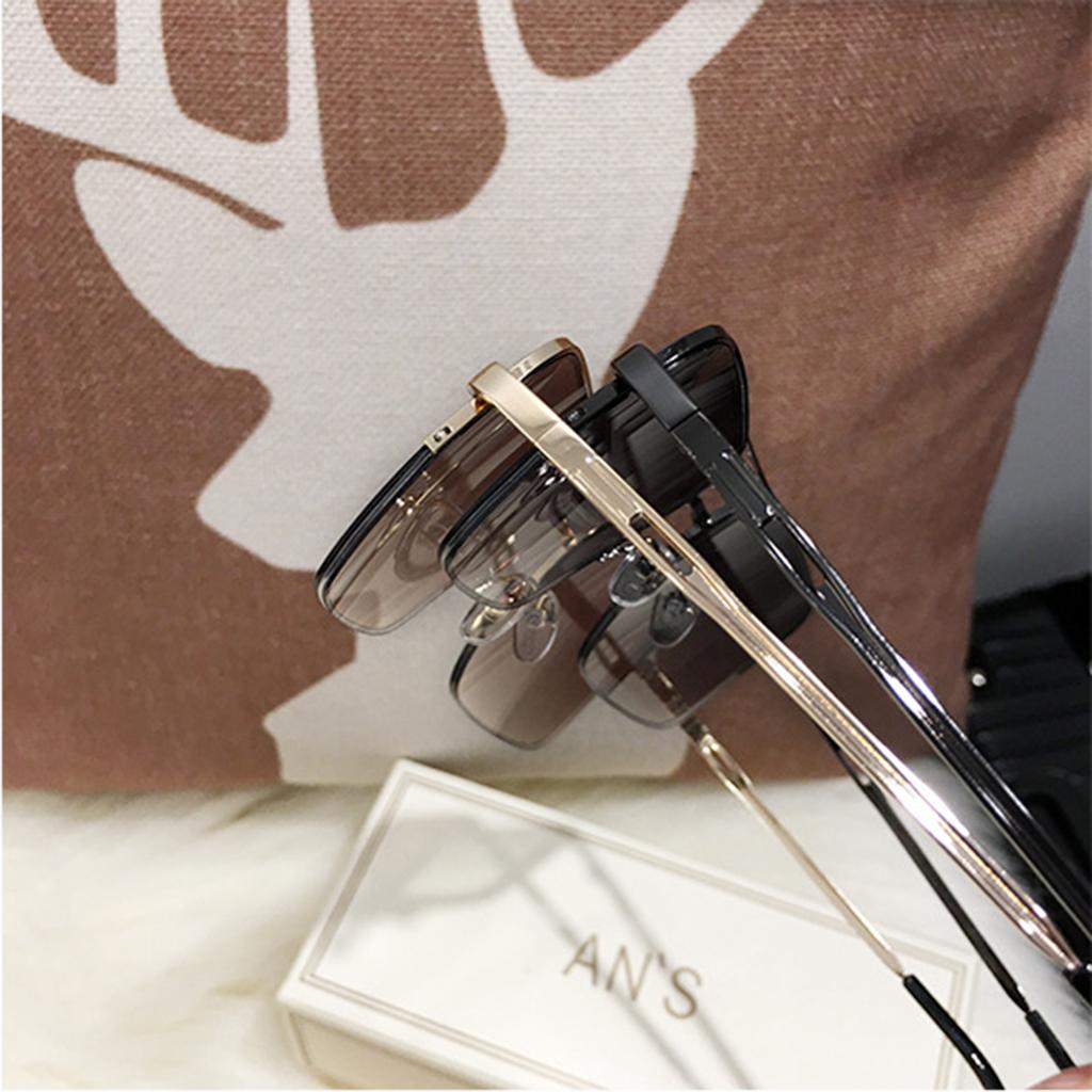 Brown Half-frame Sunglasses for Men Driving Special Anti-ultraviolet Square Sunglasses Trend Personalized Glasses Women's