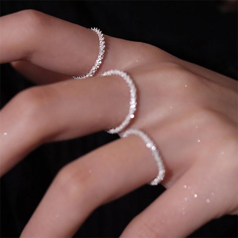 Chic Minimalist Silver Color Shiny Rings For Women Adjustable Ring Jewelry