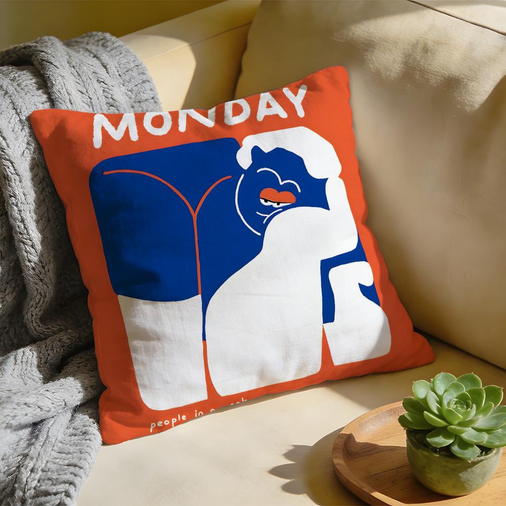 

Cushion Cover Washed Linen Soft Breathable Decorative Case Home Pillow cover People living in a frame Creative and interesting 30x30cm