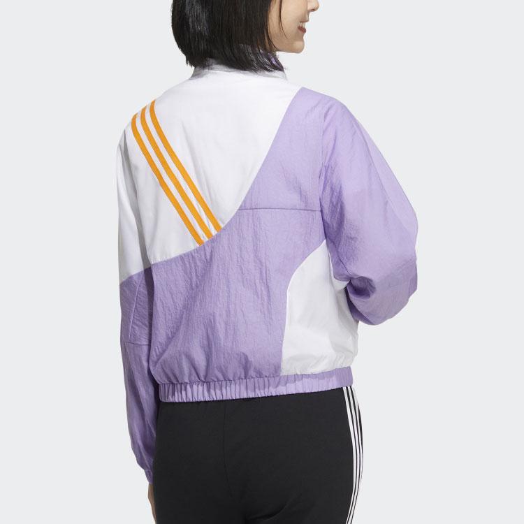 Adidas Neo Color Block Zip-Up Stand Collar Long Sleeve Jacket Women Outerwear Purple Pink HM9911