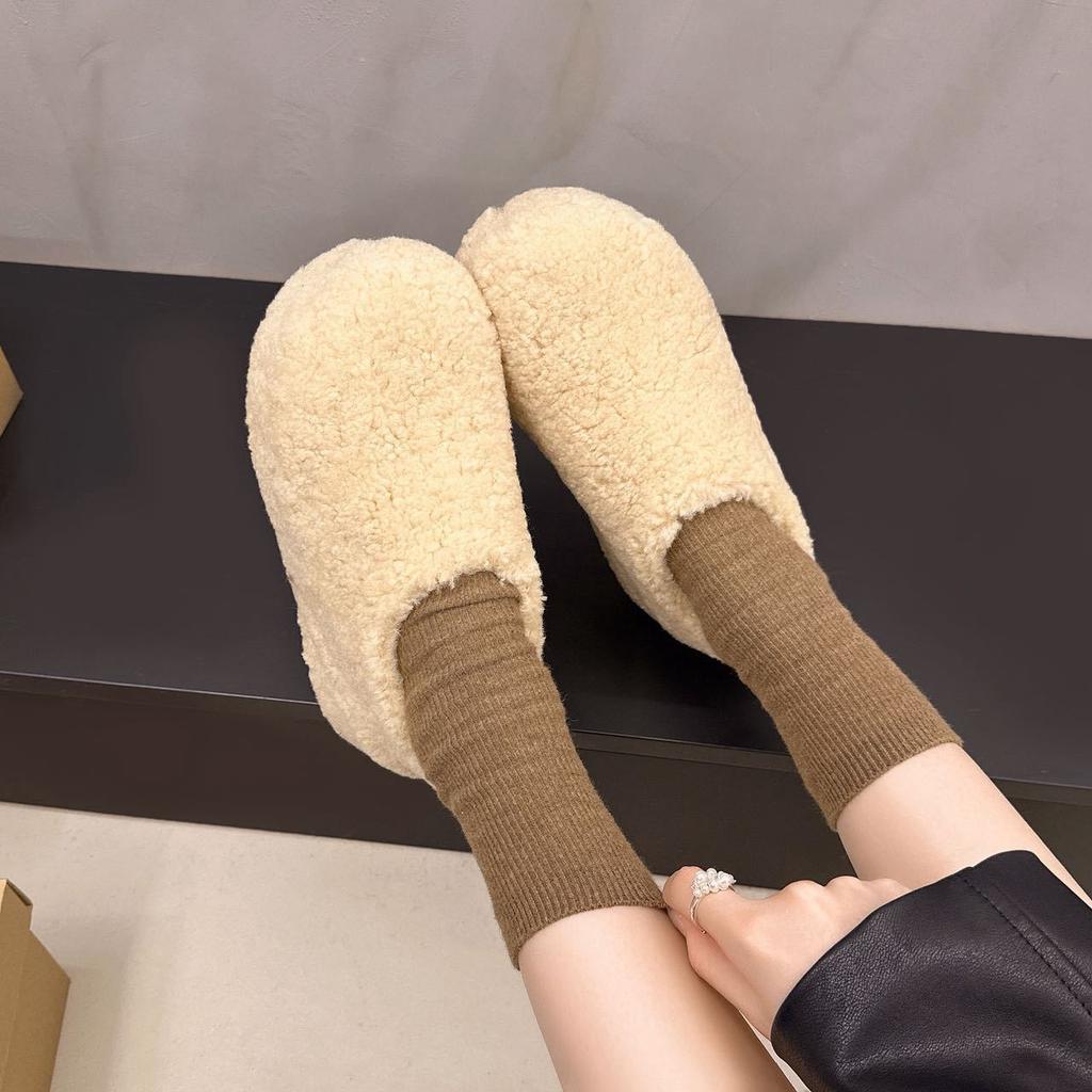 Women's soft elastic thick bottom heightening winter fur one warm cold padded snow boots non-slip wear casual sports cotton boots fur shoes